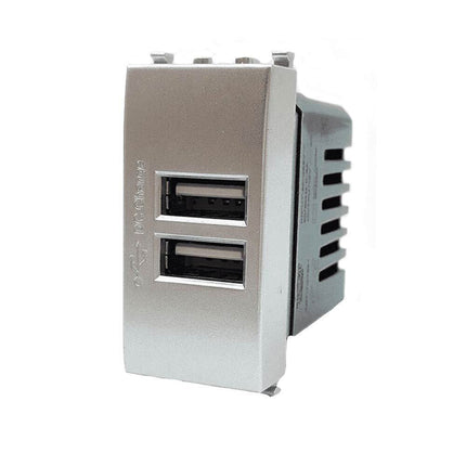Modulo presa doppia USB da muro per placca cassetta 503 compatibile con Vimar Plana 5V 2 Usb - enzoled