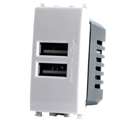 Modulo presa doppia USB da muro per placca cassetta 503 compatibile con Vimar Plana 5V 2 Usb - enzoled