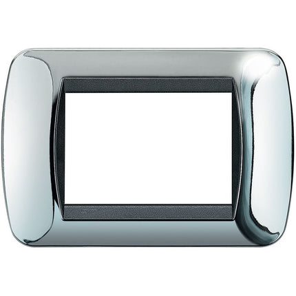 Placchetta in metallo a 3 4 7 posti argento lucido cassetta 503 compatibile con living international supporto cover - enzoled