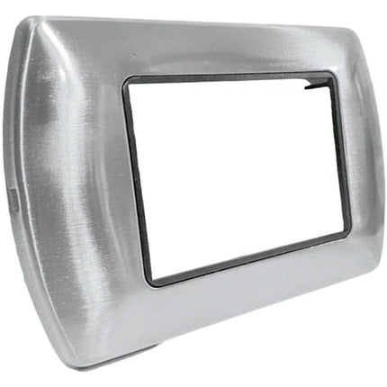Placchetta in metallo a 3 4 7 posti argento lucido cassetta 503 compatibile con living international supporto cover - enzoled