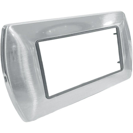 Placchetta in metallo a 3 4 7 posti argento lucido cassetta 503 compatibile con living international supporto cover - enzoled