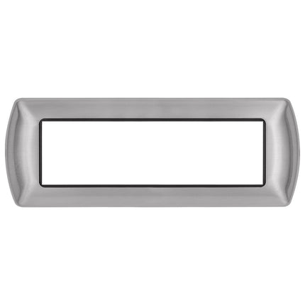 Placchetta in metallo a 3 4 7 posti argento opaco cassetta 503 compatibile con living international supporto cover - enzoled