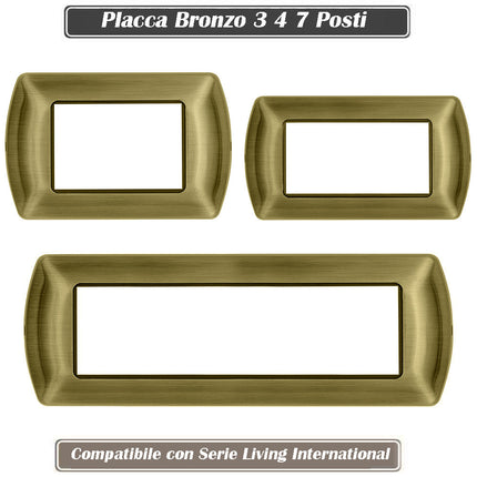 Placchetta in metallo a 3 4 7 posti bronzo cassetta 503 compatibile con living international supporto cover - enzoled