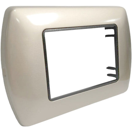 Placchetta in metallo a 3 4 7 posti champagne cassetta 503 compatibile con living international supporto cover - enzoled