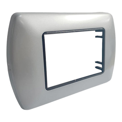 Placchetta in metallo a 3 4 7 posti grigio chiaro cassetta 503 compatibile con living international supporto cover - enzoled
