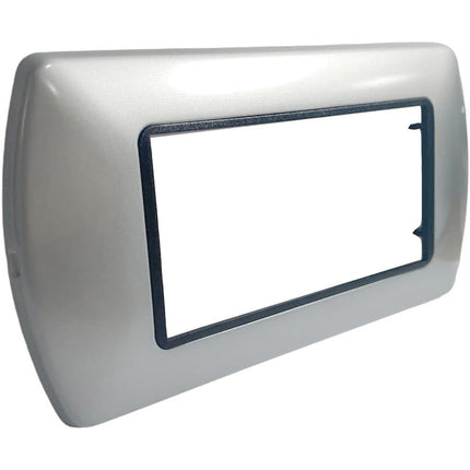 Placchetta in metallo a 3 4 7 posti grigio chiaro cassetta 503 compatibile con living international supporto cover - enzoled
