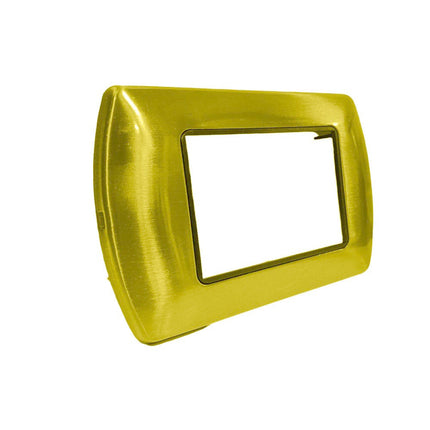 Placchetta  in metallo a 3 4 7 posti oro lucido cassetta 503 compatibile con living international supporto cover - enzoled