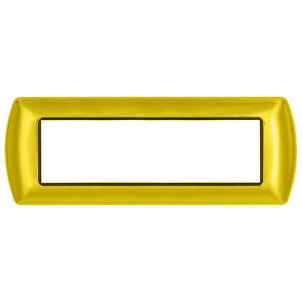 Placchetta  in metallo a 3 4 7 posti oro lucido cassetta 503 compatibile con living international supporto cover - enzoled