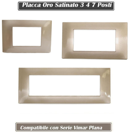 Placchetta per interruttore a 3 4 7 posti oro satinato cassetta 503 compatibile con vimar plana supporto cover - enzoled