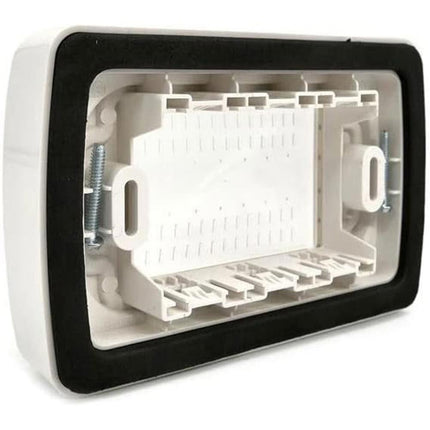 Placca idrobox 4 posti compatibile con living light international IP55 coperchio modulo cassetta 503 bianca - enzoled