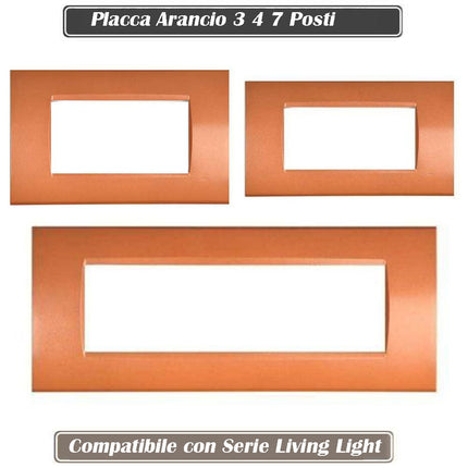 Placchetta a 3 4 7 posti arancio cassetta 503 compatibile con living light supporto cover - enzoled