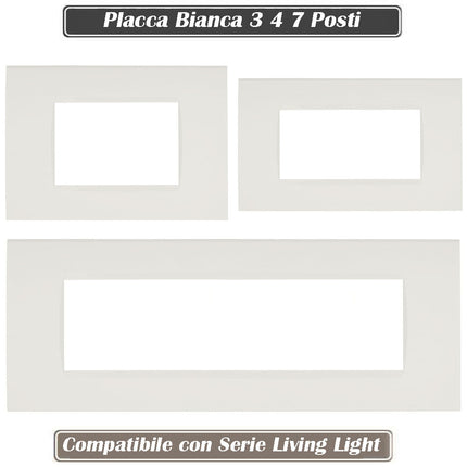 Placchetta a 3 4 7 posti bianca cassetta 503 compatibile con living light supporto cover - enzoled