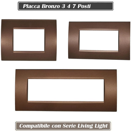 Placchetta  a 3 4 7 posti bronzo cassetta 503 compatibile con living light supporto cover - enzoled