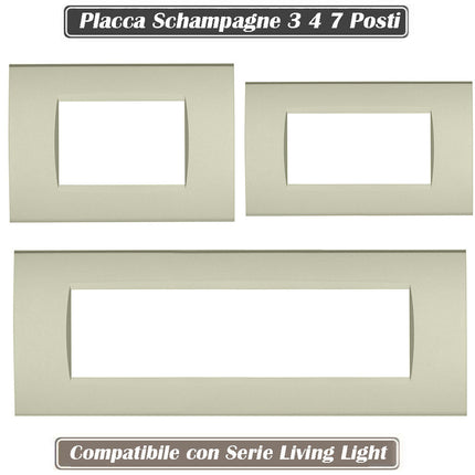 Placchetta a 3 4 7 posti champagne cassetta 503 compatibile con living light supporto cover - enzoled