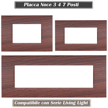 Placchetta a 3 4 7 posti color noce cassetta 503 compatibile con living light supporto cover - enzoled