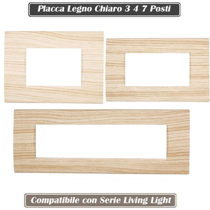 Placchetta a 3 4 7 posti legno chiaro cassetta 503 compatibile con living light supporto cover - enzoled