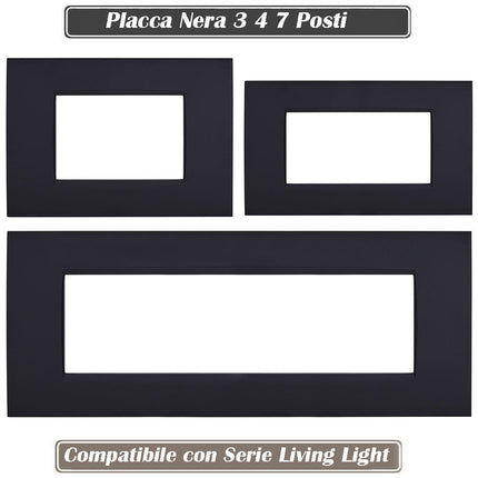 Placchetta a 3 4 7 posti nera cassetta 503 compatibile con living light supporto cover - enzoled