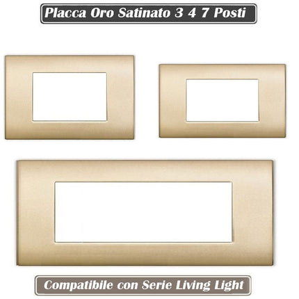 Placchetta a 3 4 7 posti oro satinato cassetta 503 compatibile con living light supporto cover - enzoled