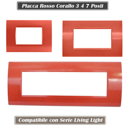 Placchetta a 3 4 7 posti rosso corallo cassetta 503 compatibile con living light supporto cover - enzoled