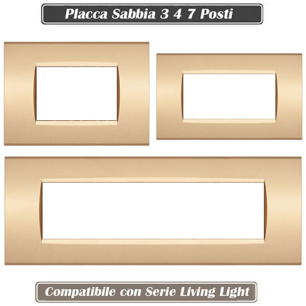 Placchetta a 3 4 7 posti sabbia cassetta 503 compatibile con living light supporto cover - enzoled