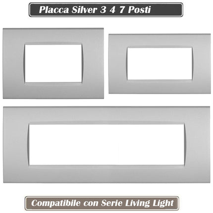 Placchetta a 3 4 7 posti silver cassetta 503 compatibile con living light supporto cover - enzoled