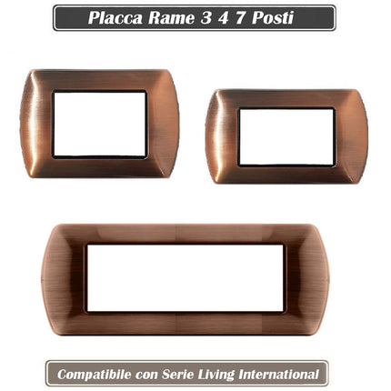 Placchetta in metallo a 3 4 7 posti rame cassetta 503 compatibile con living international supporto cover - enzoled