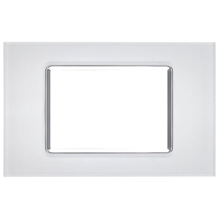Placchetta  in vetro a 3 4 7 posti bianca cassetta 503 compatibile con living light supporto cover - enzoled