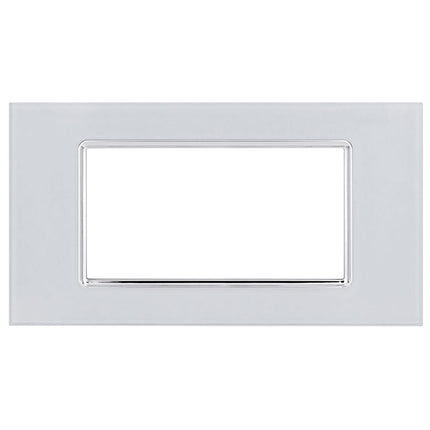 Placchetta  in vetro a 3 4 7 posti bianca cassetta 503 compatibile con living light supporto cover - enzoled