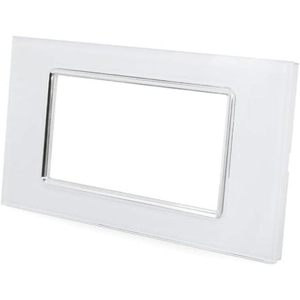 Placchetta  in vetro a 3 4 7 posti bianca cassetta 503 compatibile con living light supporto cover - enzoled