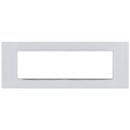 Placchetta  in vetro a 3 4 7 posti bianca cassetta 503 compatibile con living light supporto cover - enzoled