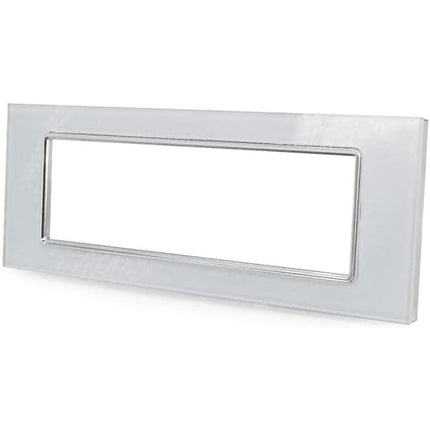Placchetta  in vetro a 3 4 7 posti bianca cassetta 503 compatibile con living light supporto cover - enzoled