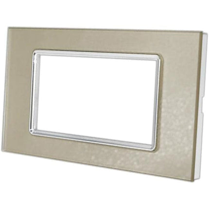 Placchetta in vetro a 3 4 7 posti champagne cassetta 503 compatibile con living light supporto cover - enzoled