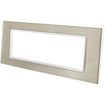 Placchetta in vetro a 3 4 7 posti champagne cassetta 503 compatibile con living light supporto cover - enzoled