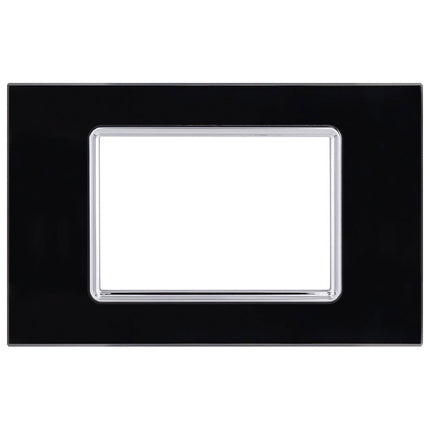 Placchetta in vetro a 3 4 7 posti nera cassetta 503 compatibile con living light supporto cove - enzoled