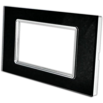 Placchetta in vetro a 3 4 7 posti nera cassetta 503 compatibile con living light supporto cove - enzoled