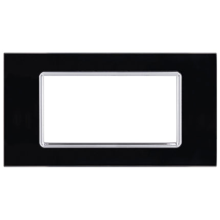 Placchetta in vetro a 3 4 7 posti nera cassetta 503 compatibile con living light supporto cove - enzoled