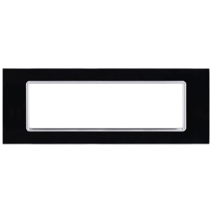 Placchetta in vetro a 3 4 7 posti nera cassetta 503 compatibile con living light supporto cove - enzoled