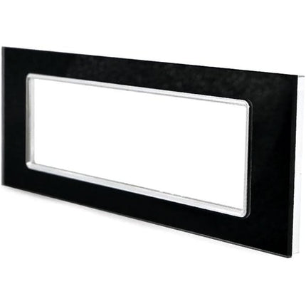 Placchetta in vetro a 3 4 7 posti nera cassetta 503 compatibile con living light supporto cove - enzoled