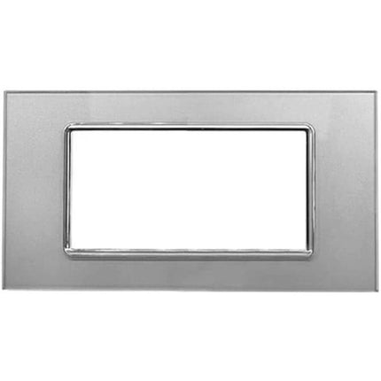 Placchetta in vetro a 3 4 7 posti silver cassetta 503 compatibile con living light supporto cover - enzoled