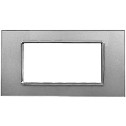 Placchetta in vetro a 3 4 7 posti silver cassetta 503 compatibile con living light supporto cover - enzoled