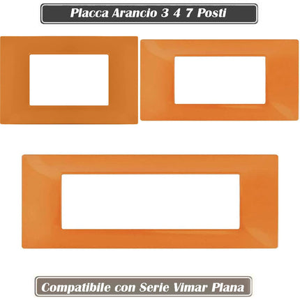 Placchetta per interruttore a 3 4 7 posti arancio cassetta 503 compatibile con vimar plana supporto cover - enzoled