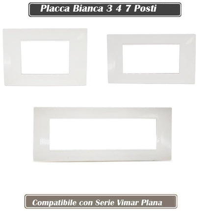 Placchetta per interruttore a 3 4 7 posti bianca cassetta 503 compatibile con vimar plana supporto cover - enzoled