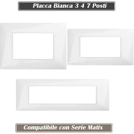 Placchetta per interruttore a 3 4 7 posti bianco cassetta 503 compatibile con matix supporto cover - enzoled