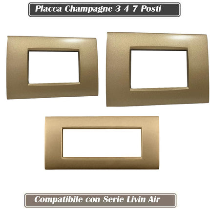 Placchetta per interruttore a 3 4 7 posti champagne cassetta 503 compatibile con living air supporto cover - enzoled