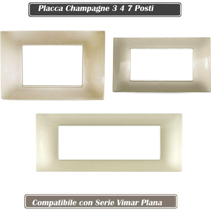 Placchetta per interruttore a 3 4 7 posti champagne cassetta 503 compatibile con vimar plana supporto cover - enzoled