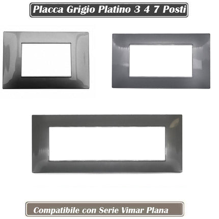Placchetta per interruttore a 3 4 7 posti grigio platino cassetta 503 compatibile con vimar plana supporto cover - enzoled