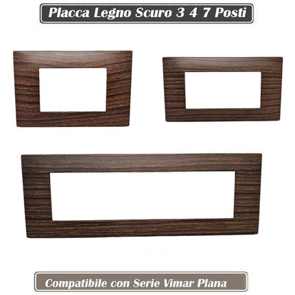 Placchetta per interruttore a 3 4 7 posti legno scuro cassetta 503 compatibile con vimar plana supporto cover - enzoled