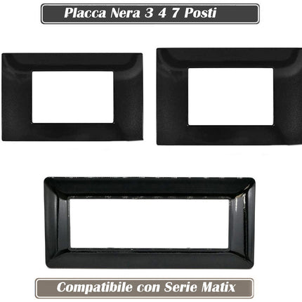Placchetta per interruttore a 3 4 7 posti nero cassetta 503 compatibile con btcino matix supporto cover - enzoled