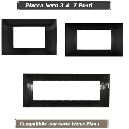 Placchetta per interruttore a 3 4 7 posti nero cassetta 503 compatibile con vimar plana supporto cover - enzoled