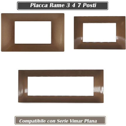 Placchetta per interruttore a 3 4 7 posti rame cassetta 503 compatibile con vimar plana supporto cover - enzoled